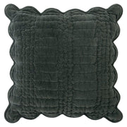 Scalloped Square Cushion Filled Pine Green