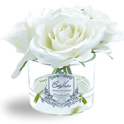 Five Rose Bouquet Glass Vase with 5 Artificial Silk Flowers French Pink