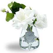 Tea Rose Bouquet Glass Vase with Artificial Silk Flowers Pink Blush