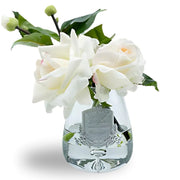 Tea Rose Bouquet Glass Vase with Artificial Silk Flowers Pink Blush