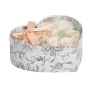 Heart Box Bouquet Parterre with Leaf Soap Flowers Nude and White - Rose Scent