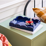 Addison Ross - Navy Small Lacquered Scalloped Tray