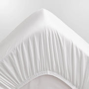 1000 TC Cotton Sateen Plain Dyed Emperor Fitted Sheet Snow